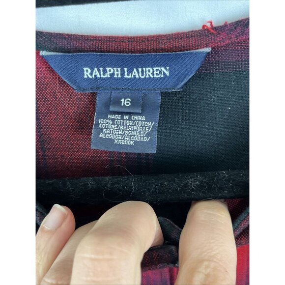 Ralph Lauren Plaid Flannel Dress Girls Size 16 Grunge Gorpcore - Picture 5 of 11